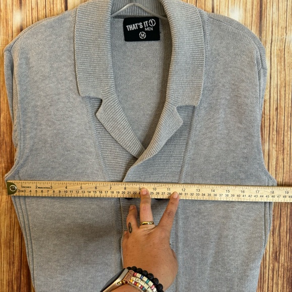 That’s it Men’s Double-breasted Gray Knit Cardigan Sweater Size Medium - Picture 4 of 8